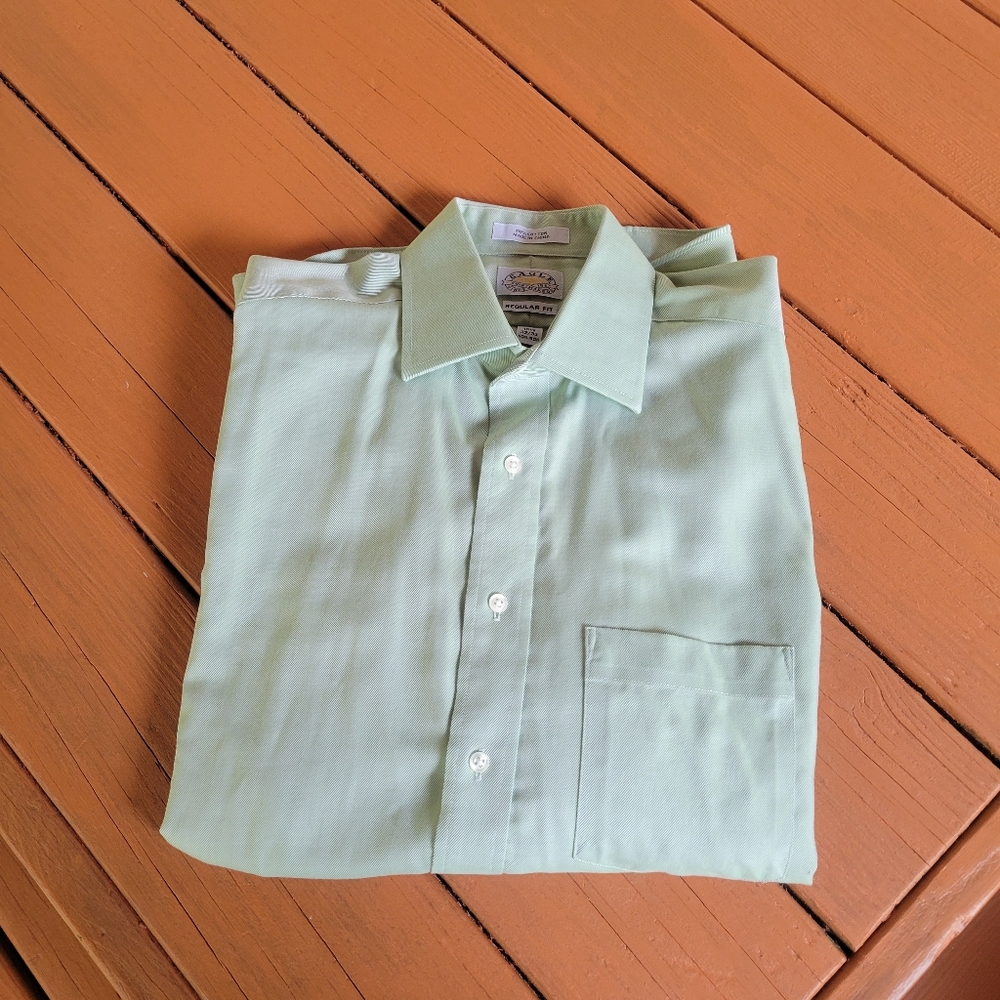 Men's Eagle ShirtMakers Green Dress Shirt 15.5 x 32/33 Regular Fit Non-Iron